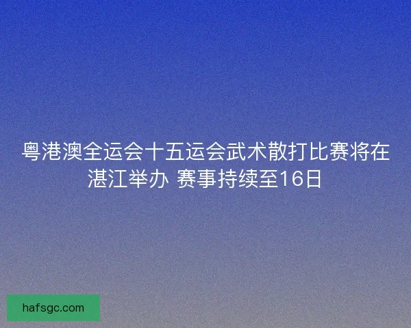 粤港澳全运会十五运会武术散打比赛将在湛江举办 赛事持续至16日