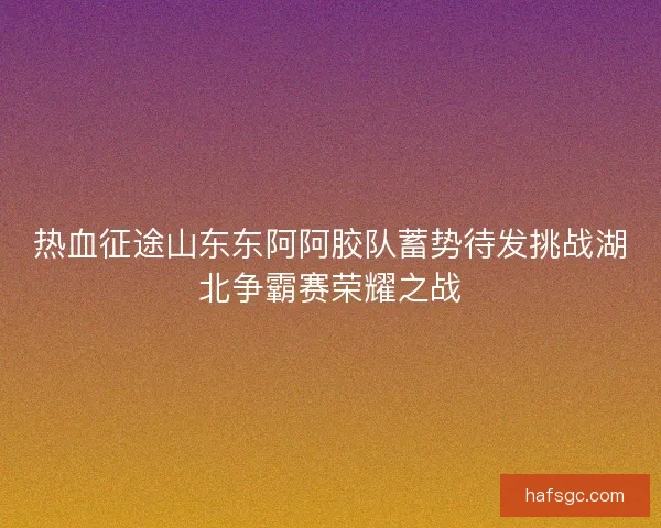 热血征途山东东阿阿胶队蓄势待发挑战湖北争霸赛荣耀之战